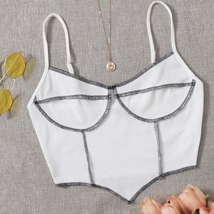 Contrast Stitch Crop Top